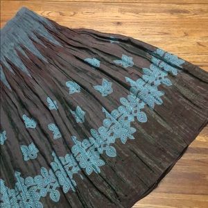 Coldwater Creek Brown & Turquoise Boho Skirt